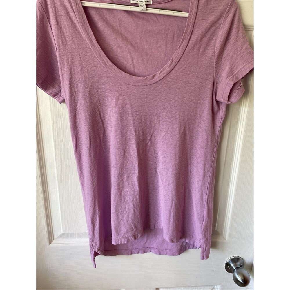 James Perse Standard T Shirt Women’s Size 2 Short Sleeve Scoop Neck Lilac - Picture 4 of 11